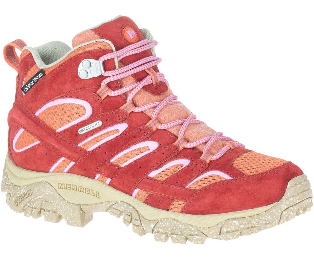 Kozaki Merrell Damskie Pomarańczowe - Moab 2 Mid Eco Waterproof X Outdoor Voices - 269814-GCQ